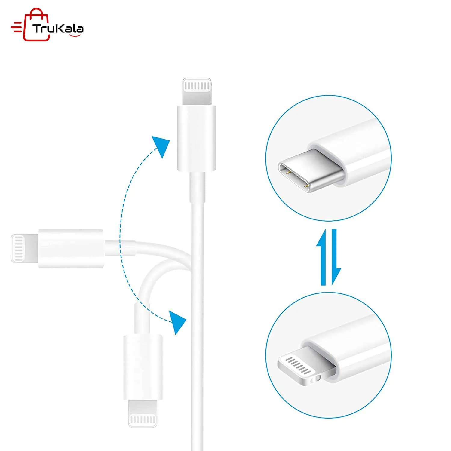 کابل شارژر سفید آیفون PD اورجینال — تصویر ۵
