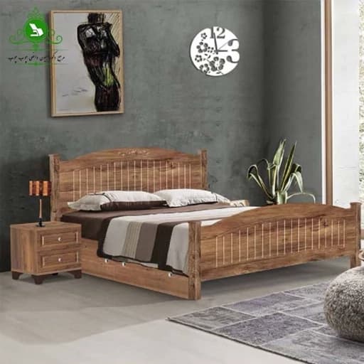 تخت خواب دو نفره MDF وکیوم مدل صبا با کشو بدون تشک مبلمان فرنا مدل 1143157