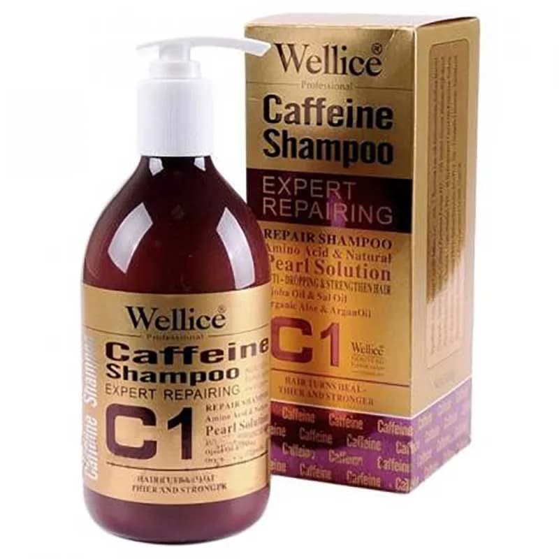 شامپو کافئین ویلایس wellice حجم 500 گرم