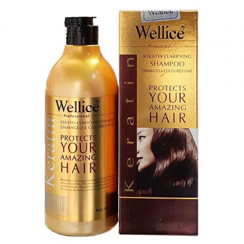 شامپو کراتین مو ویلایس wellice حجم 550 میل