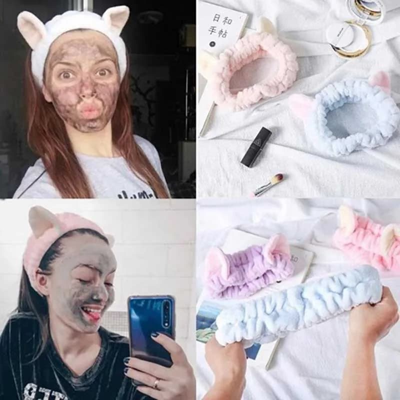 هدبند مخملی حوله ای نرم خرگوشی — تصویر ۳