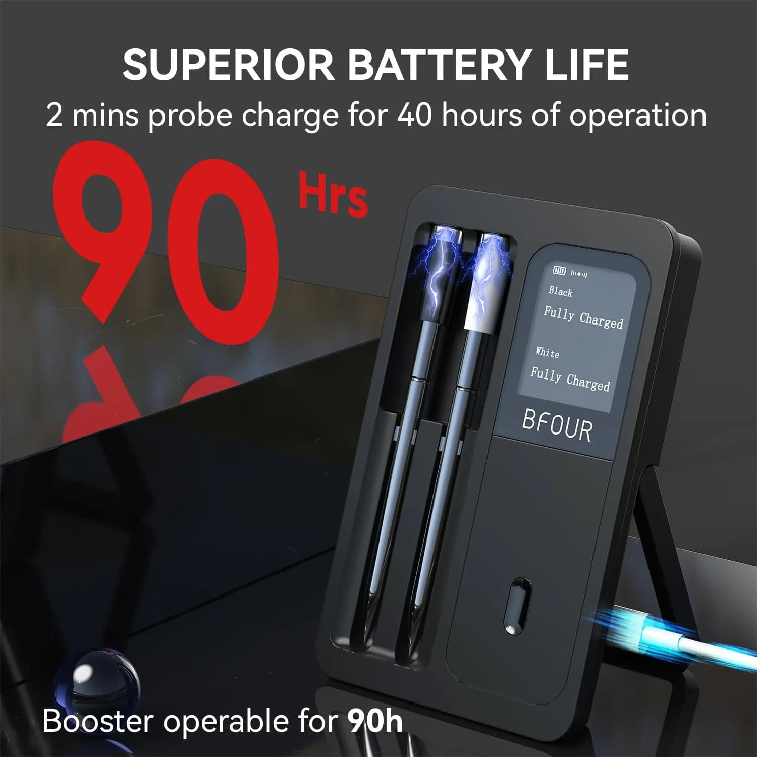 دماسنج گوشت بیسیم BFOUR مدل BF-40 PRO با دو پراب ضدآب و اتصال بلوتوث برند BFOUR مدل BF-40 PRO — تصویر ۸