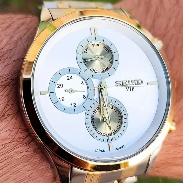 ساعت مچی عقربه ای مردانه سیکو سفید طلایی مدل 9113HS-M — تصویر ۷