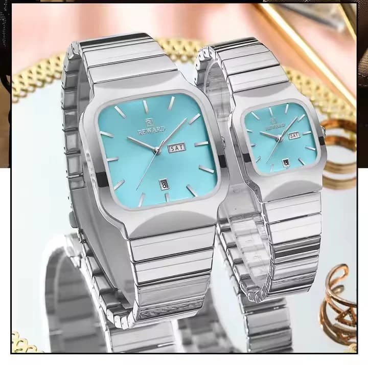 ست ساعت مچی عقربه ای ریوارد آبی آسمانی مدل RD611264