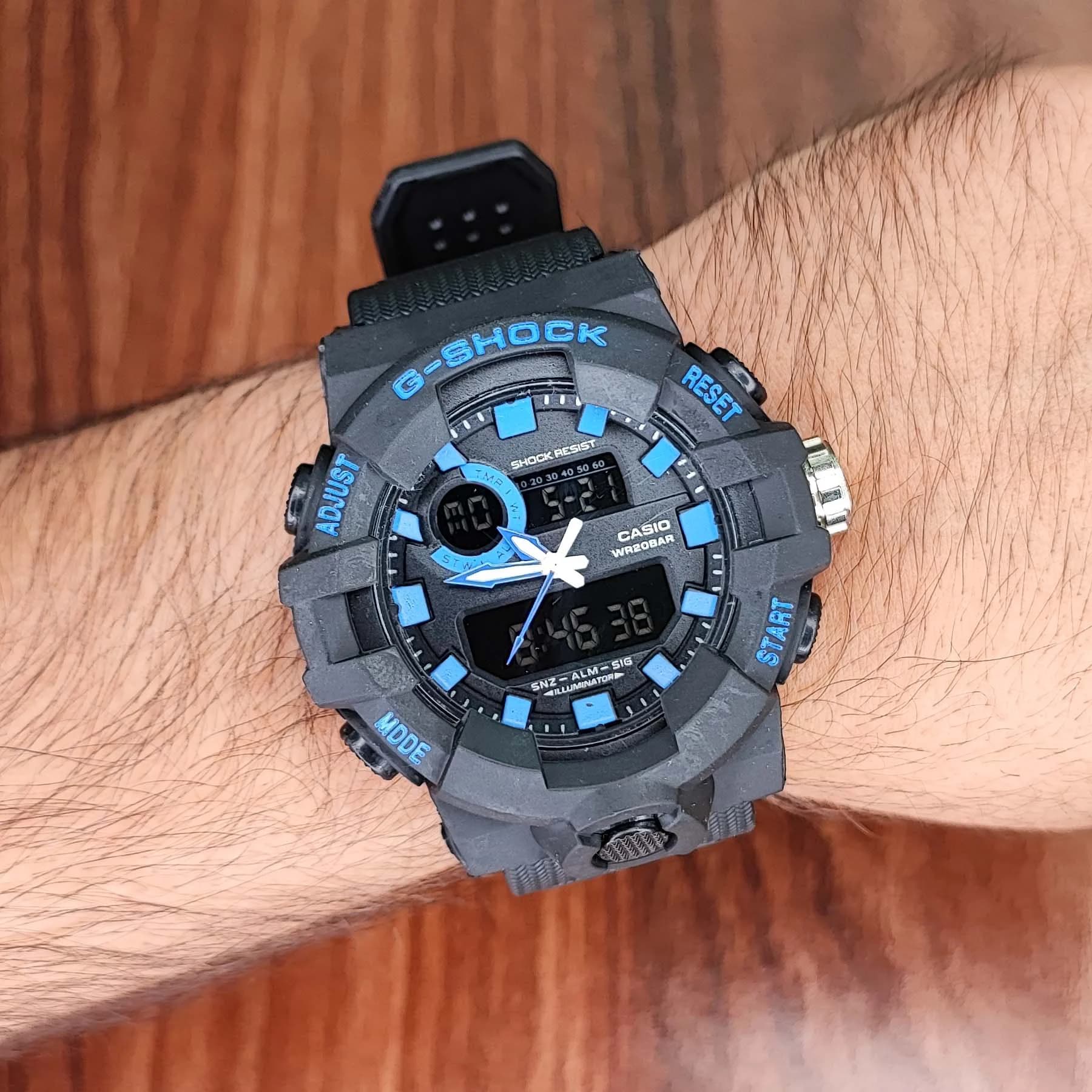 ساعت مچی عقربهای مردانه دو زمانه جی شاک مشکی مدل GA-710GB — تصویر ۳