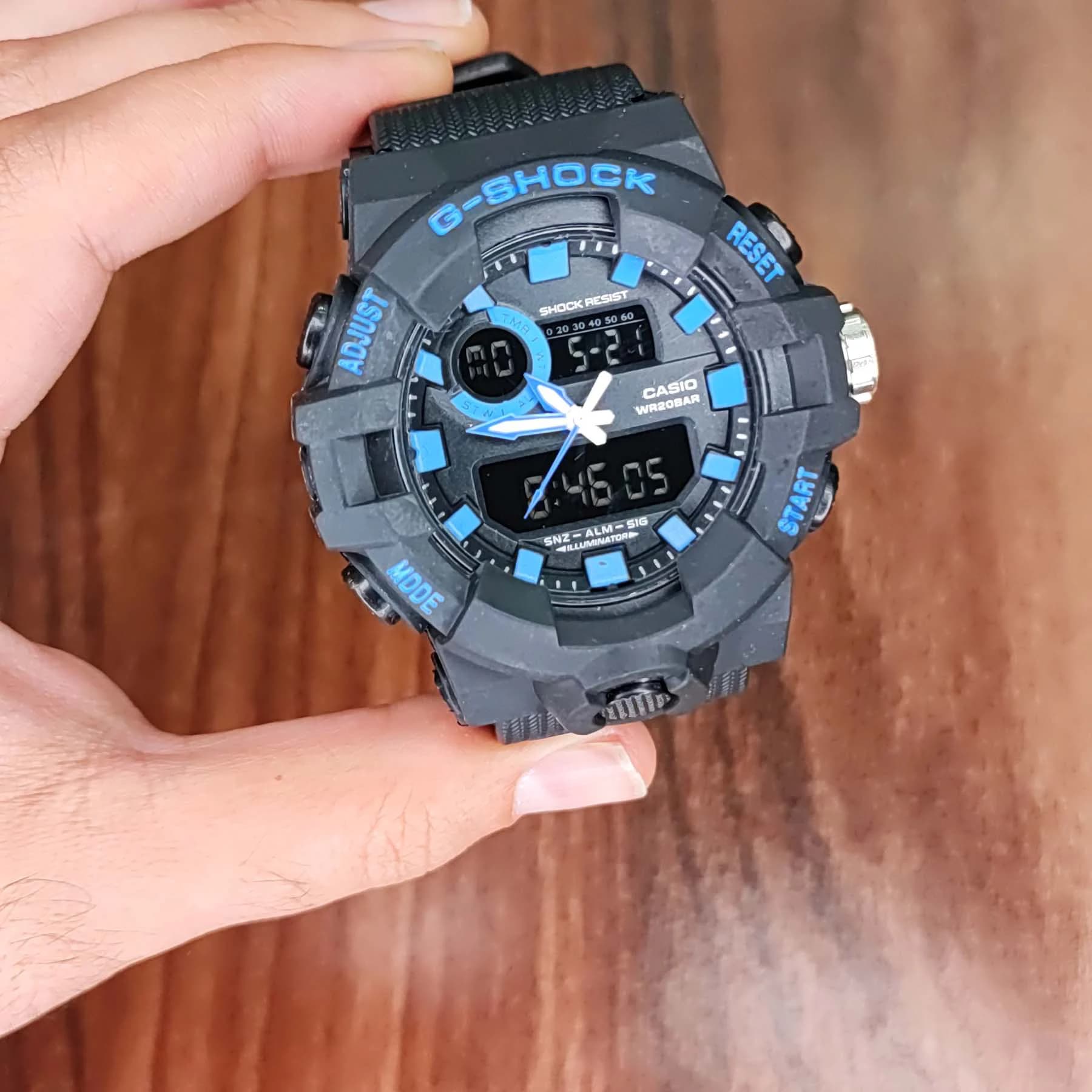 ساعت مچی عقربه‌ای مردانه دو زمانه جی شاک مشکی مدل GA-710GB