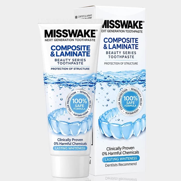 خمیردندان مخصوص دندان لمینیت و کامپوزیت میسویک Misswake Composite & Laminate Toothpaste 75ml — تصویر ۲