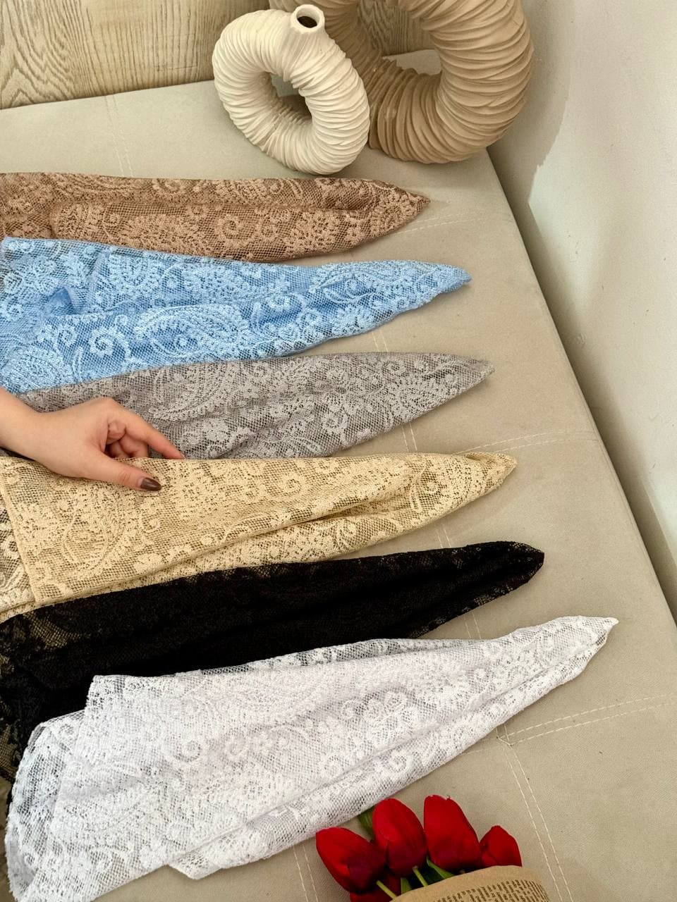 مینی اسکارف سه گوش دانتل 59698 — تصویر ۲