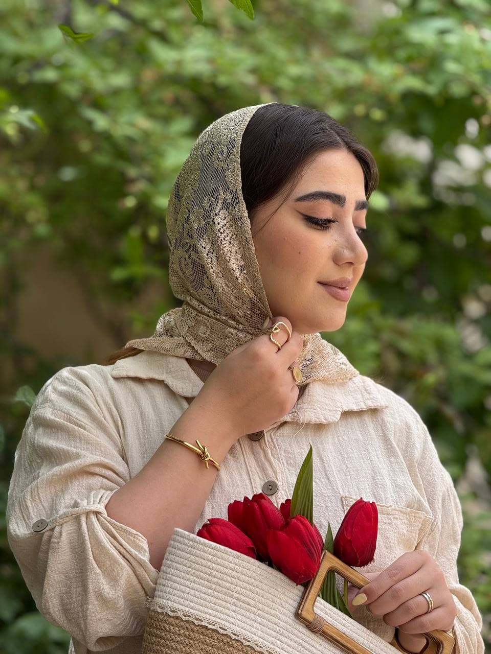 مینی اسکارف سه گوش دانتل 59698 — تصویر ۴
