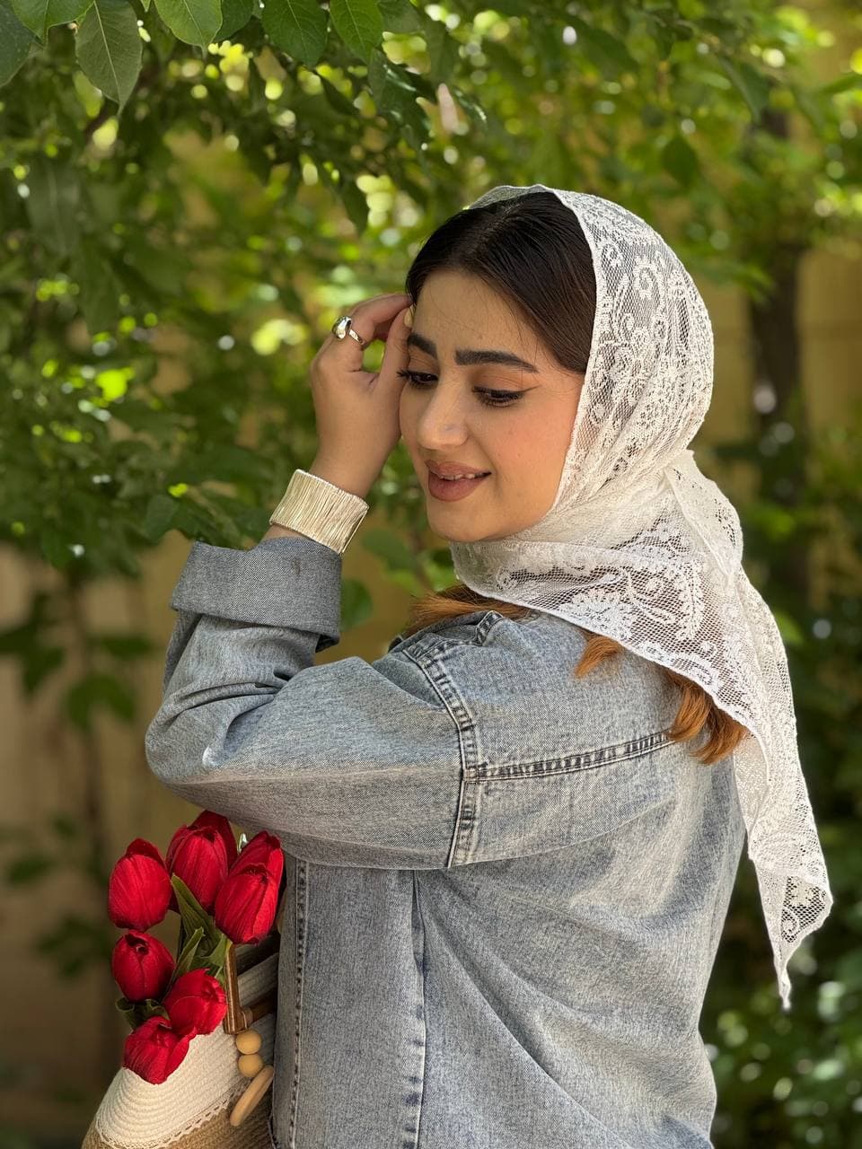 مینی اسکارف سه گوش دانتل 59698 — تصویر ۵