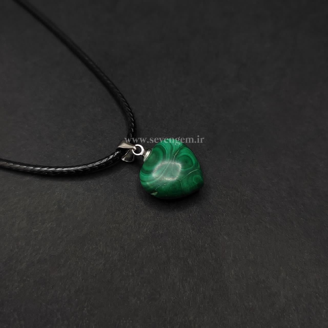 گردنبند مالاگیت تراش قلبی (کد12) — تصویر ۲