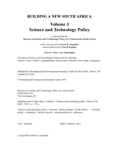 کتاب Building a New South Africa : Volume 3 (Science and Technology Policy) نسخه کامل