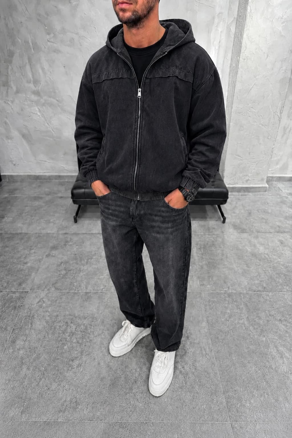 سویشرت کتان کارهارت (carhartt) داخل خز مشکی