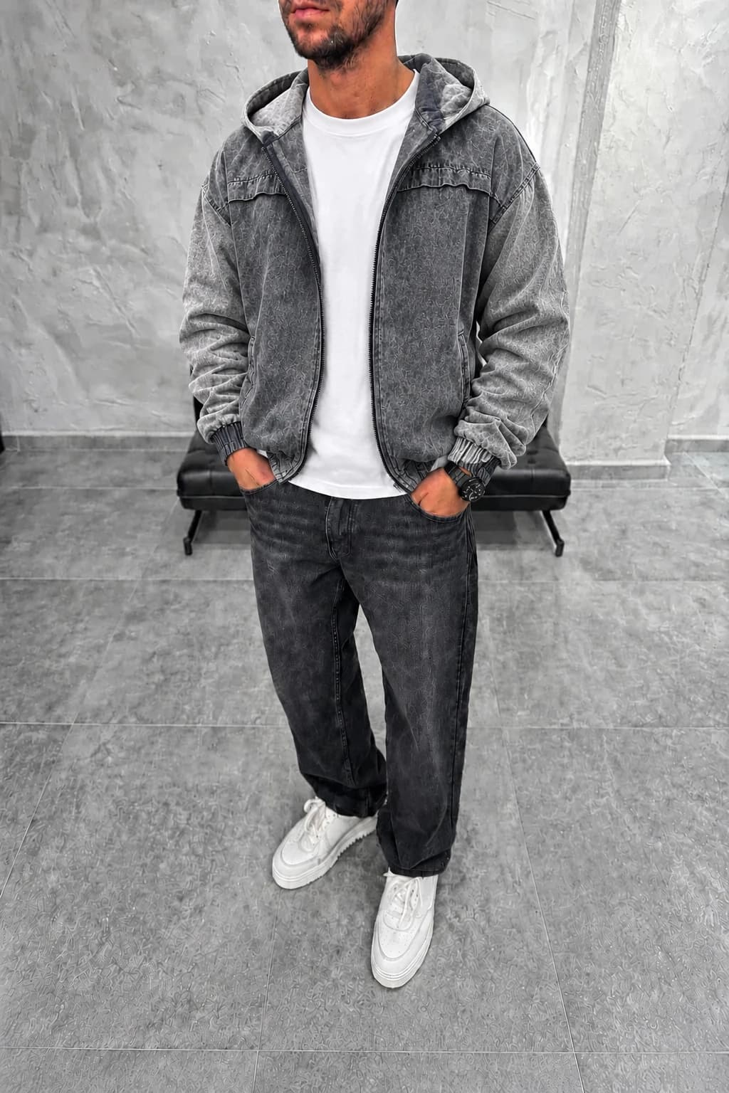 سویشرت کتان کارهارت (carhartt) داخل خز طوسی