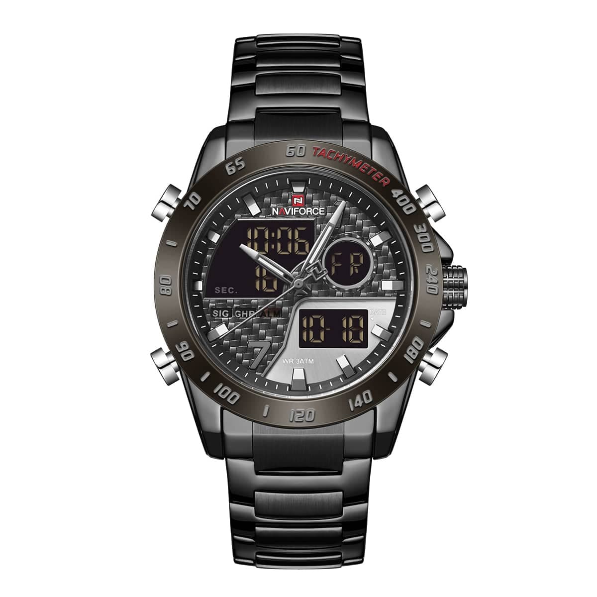 ساعت مچی نیوی فورس مردانه تمام مشکی مدل Naviforce 9171