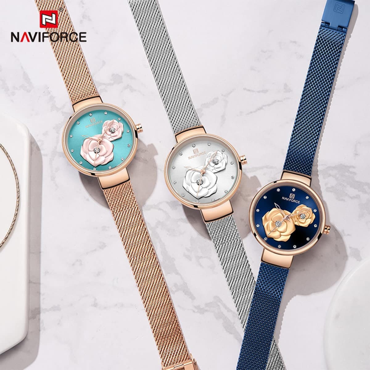 ساعت مچی نیوی فورس زنانه آبی مدل Naviforce 5013 — تصویر ۴