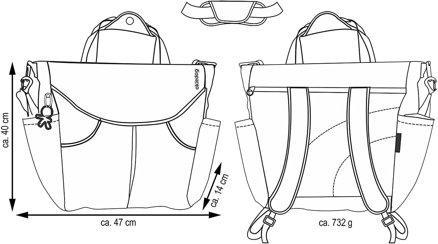 ساک لوازم اوکیداگ کوله پشتی شو 37001 SUMO AGATE schwarz/blau — تصویر ۵