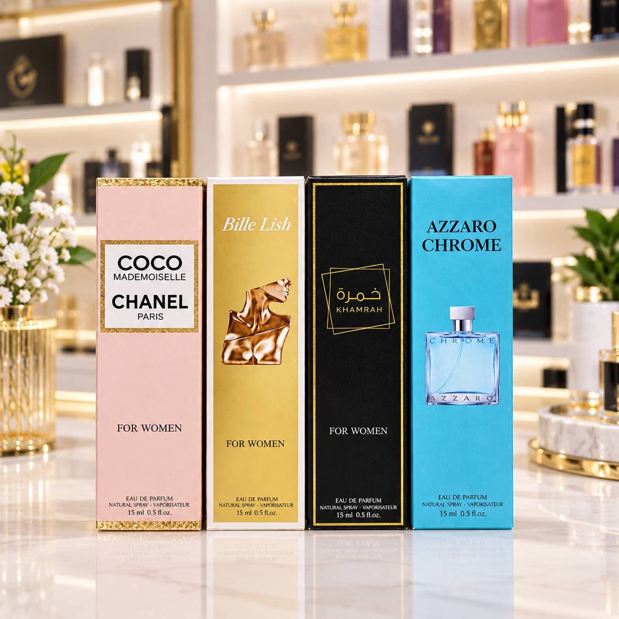 پک ۴ تایی عطر الحمبرا ۳۵ میل کوکو شنل، بیلی آیلیش، خمره و آزارو