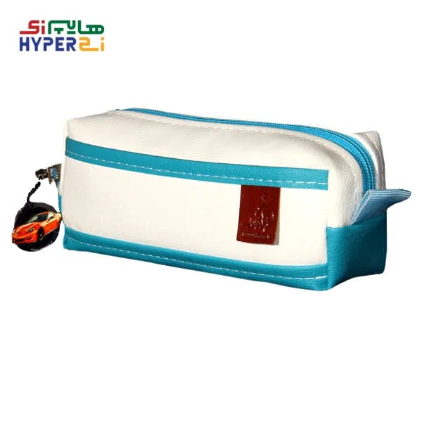 جامدادی چرمی زيماژ آبی سفید