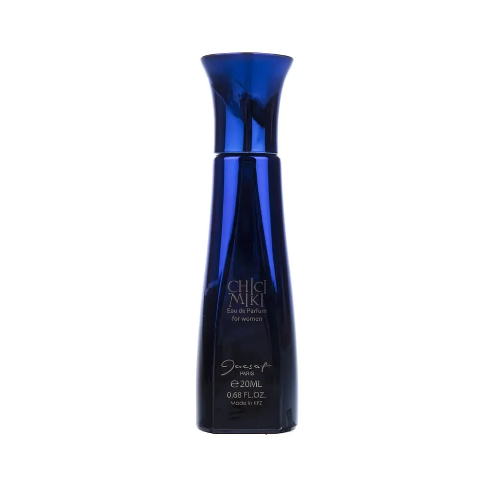 عطر جیبی زنانه ژک ساف مدل Chici Miki با رایحه شیرین و گرم، شامل بادام، قهوه، گل مریم، یاسمین و وانیل، حجم 20 میلی‌لیتر