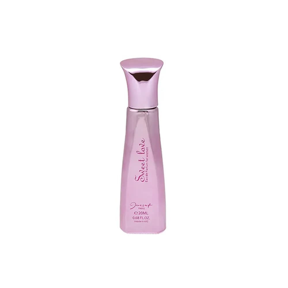عطر جیبی زنانه ژک ساف مدل Sweet Love حجم 20 میلی‌لیتر با رایحه مرکباتی، گلی، شیرین و طبیعت مناسب فصل بهار و تابستان