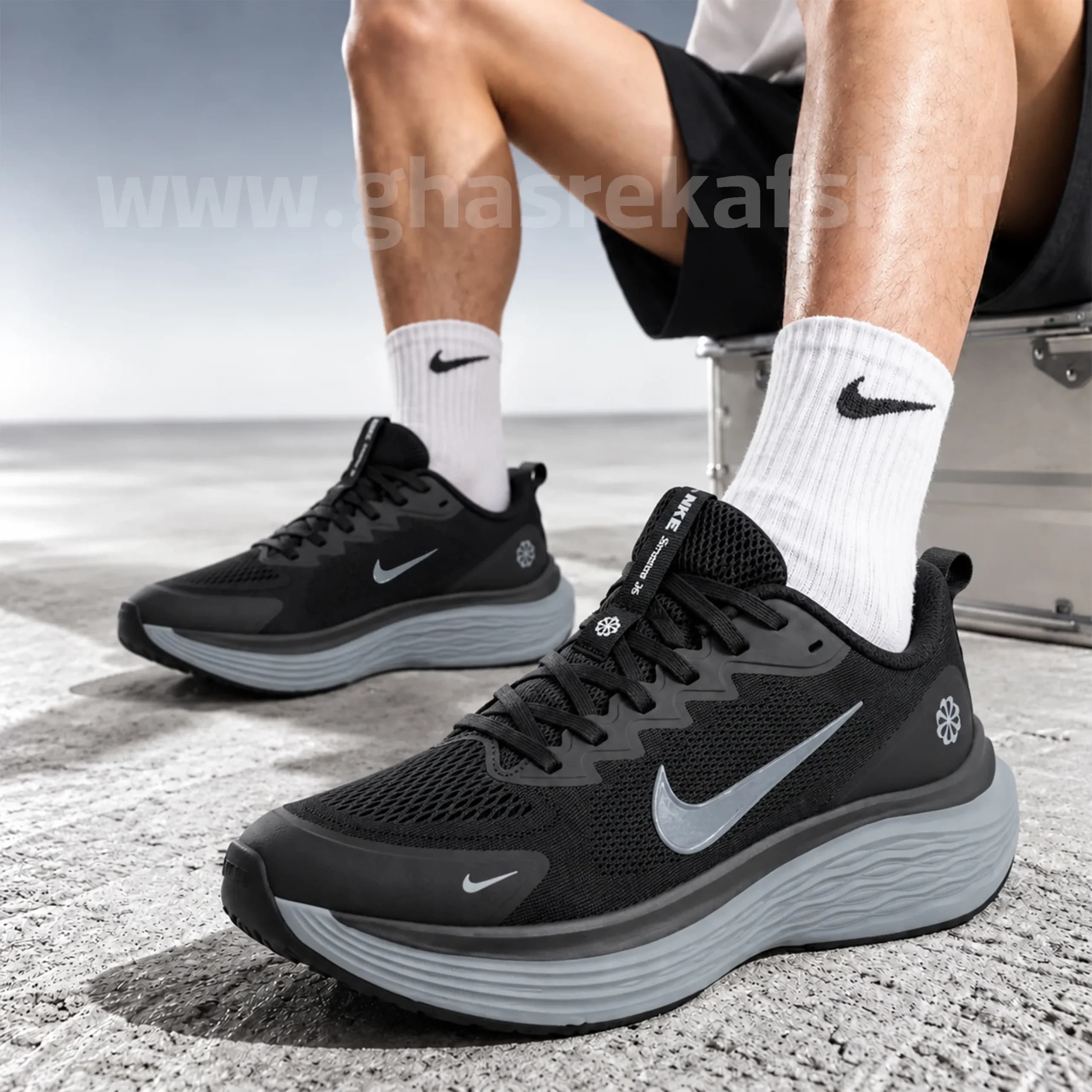 کتونی نایک زوم Nike Zoom مردانه مسترکوالیتی مشکی طوسی کد 1737