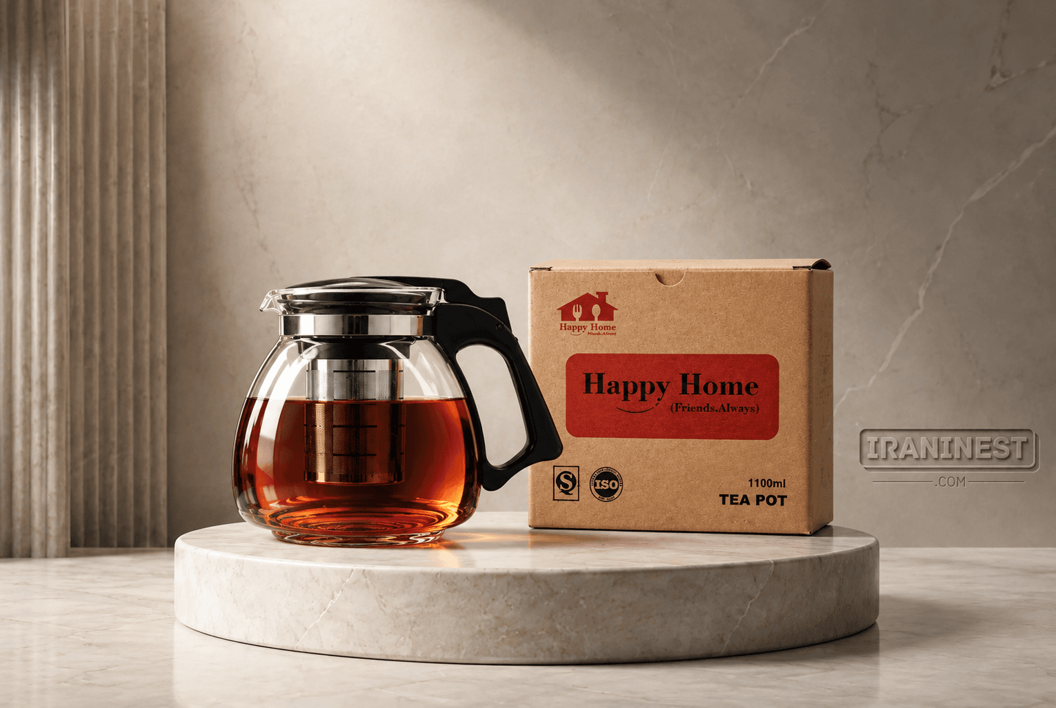 قوری پیرکس صافی دار 1100 میل HAPPY HOME