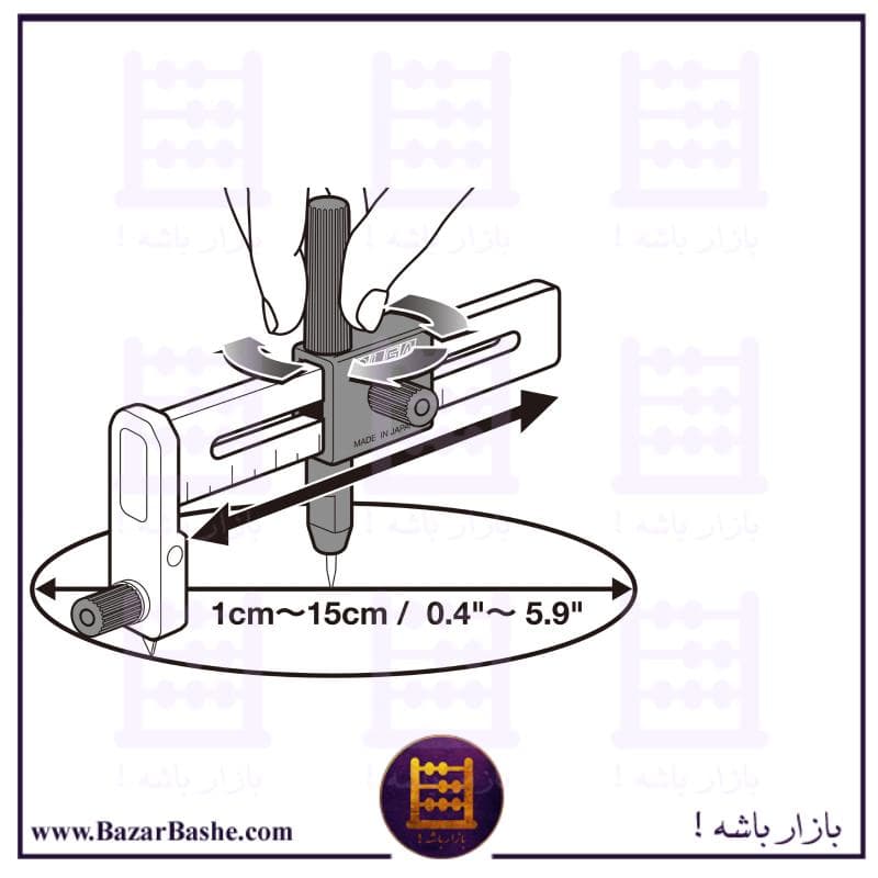 کاتر دایره بر الفا OLFA ژاپن مدل CMP-1/DX قطر 1.6 الی 22 سانتی متر — تصویر ۸