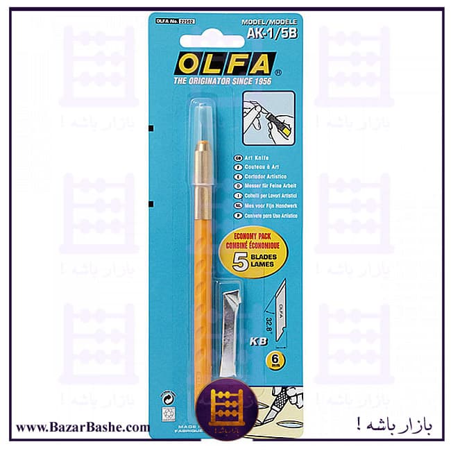 کاتر قلمی الفا OLFA ژاپن AK1-5B همراه 5 تیغ یدک — تصویر ۲
