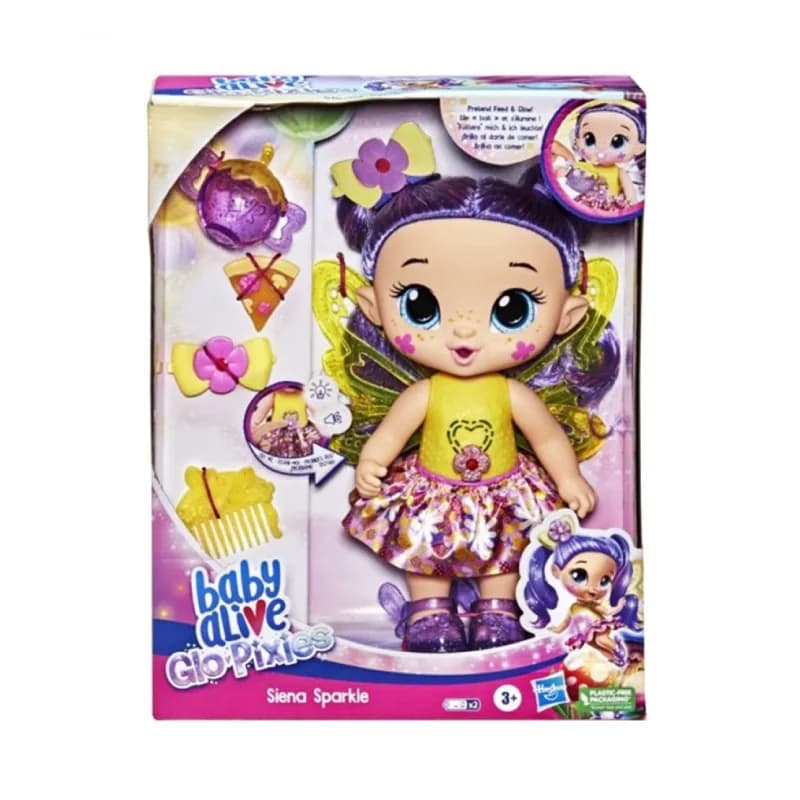 عروسک تعاملی Baby Alive GloPixies مدل Siena Sparkle با قابلیت درخشش و تغذیه — تصویر ۴