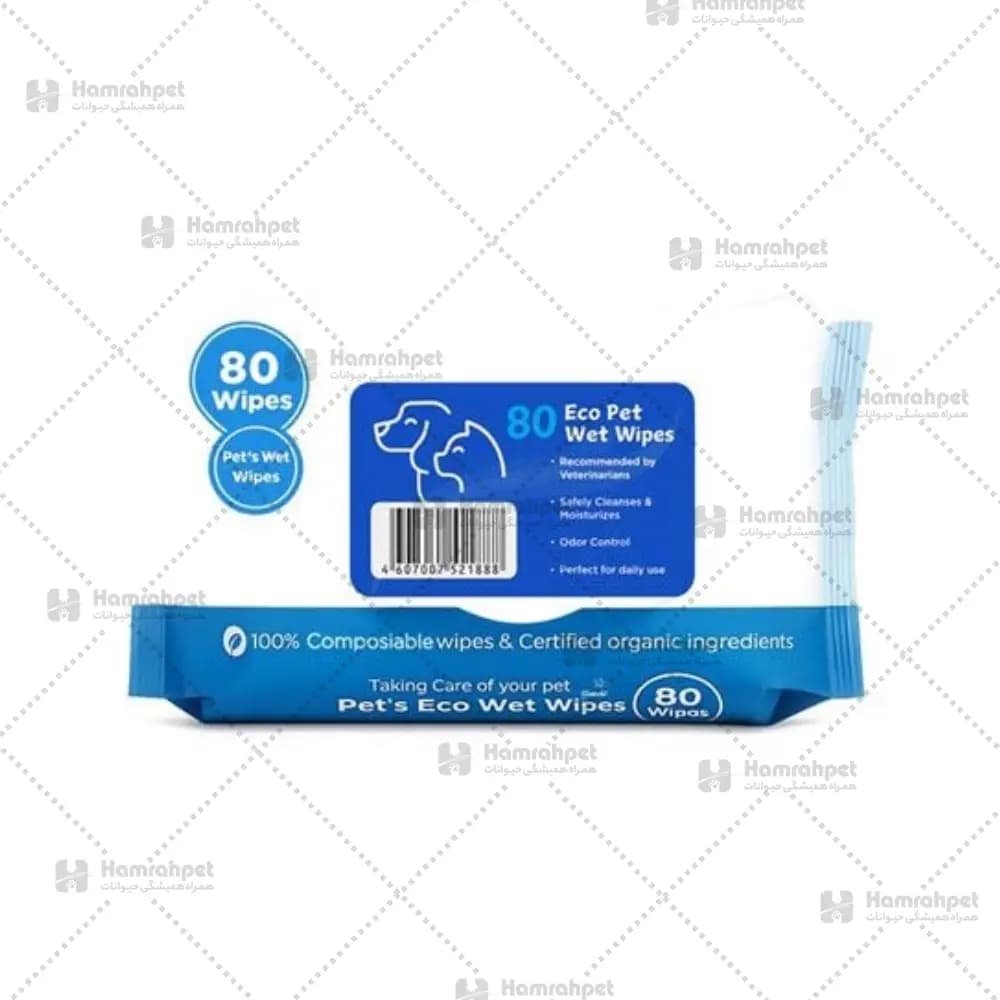 دستمال مرطوب اقتصادی اکو پت مخصوص پت Eco pet بسته ۸۰ عددی