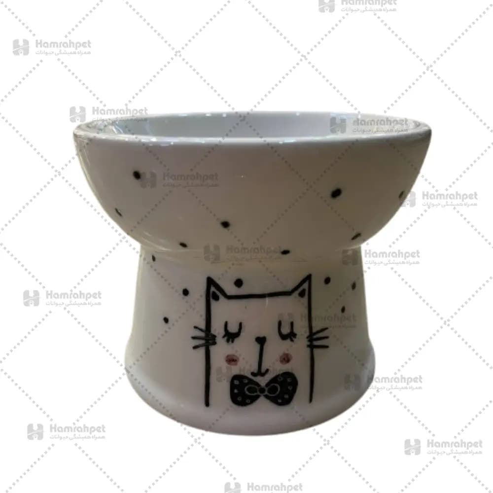 ظرف پایه دار سرامیکی سگ و گربه طرح دار