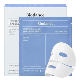 پک 4 تایی ماسک ورقه ای آبرسان بایودنس مدل Hydro Cera-nol Real Deep Mask مدل هیالورونیک اسید مرطوبکننده و تغذیهکننده پوست