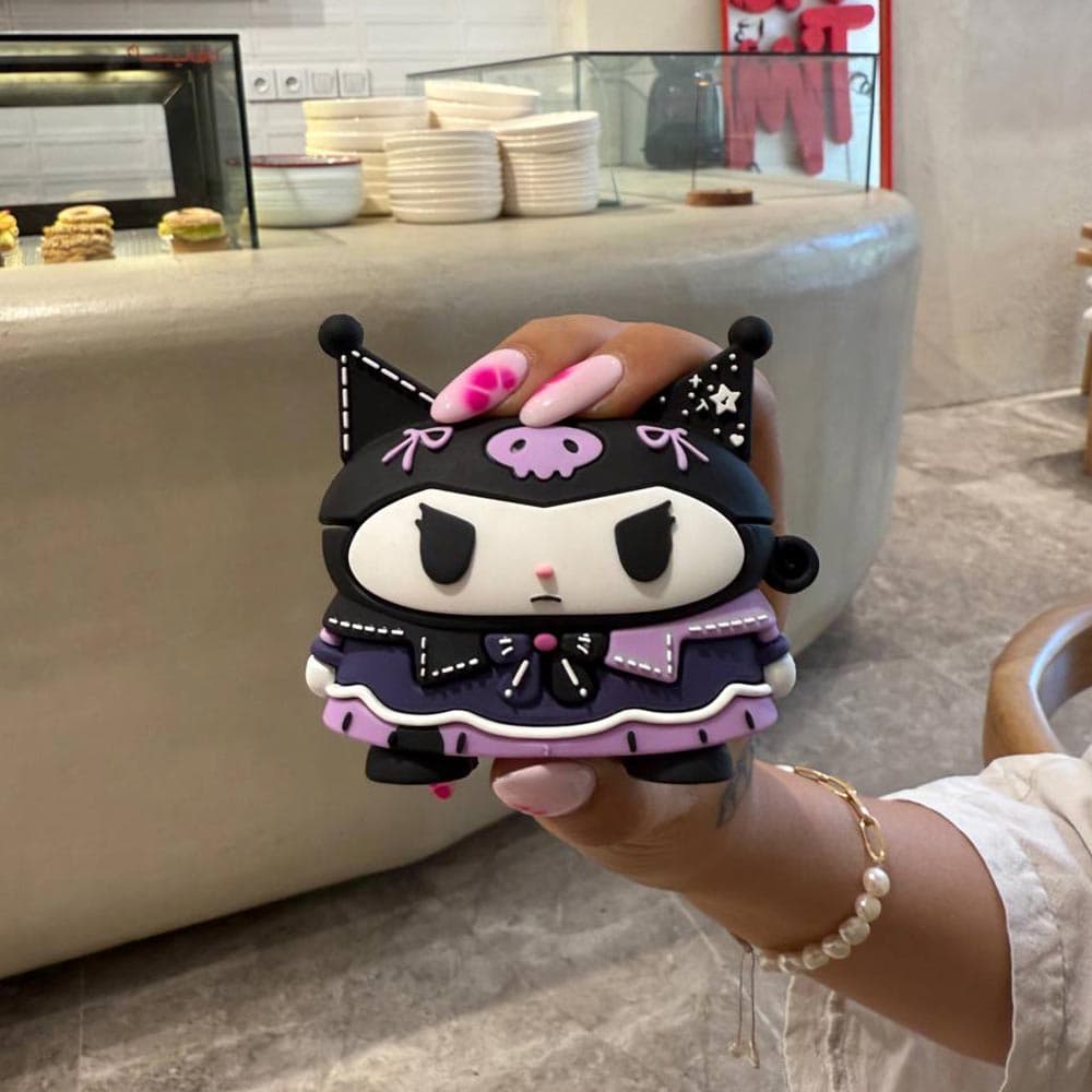 کاور ایرپاد سیلیکونی کرومی مدل Kuromi مناسب برای اپل ایرپاد Apple AirPods 1 / 2 / 3 / Pro / Pro 2