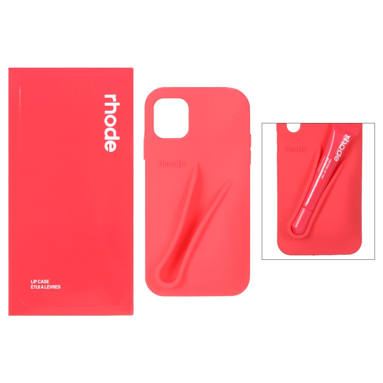 قاب سیلیکونی پاک کنی اورجینال rhode با ست لیپ گلاس Apple iPhone 16