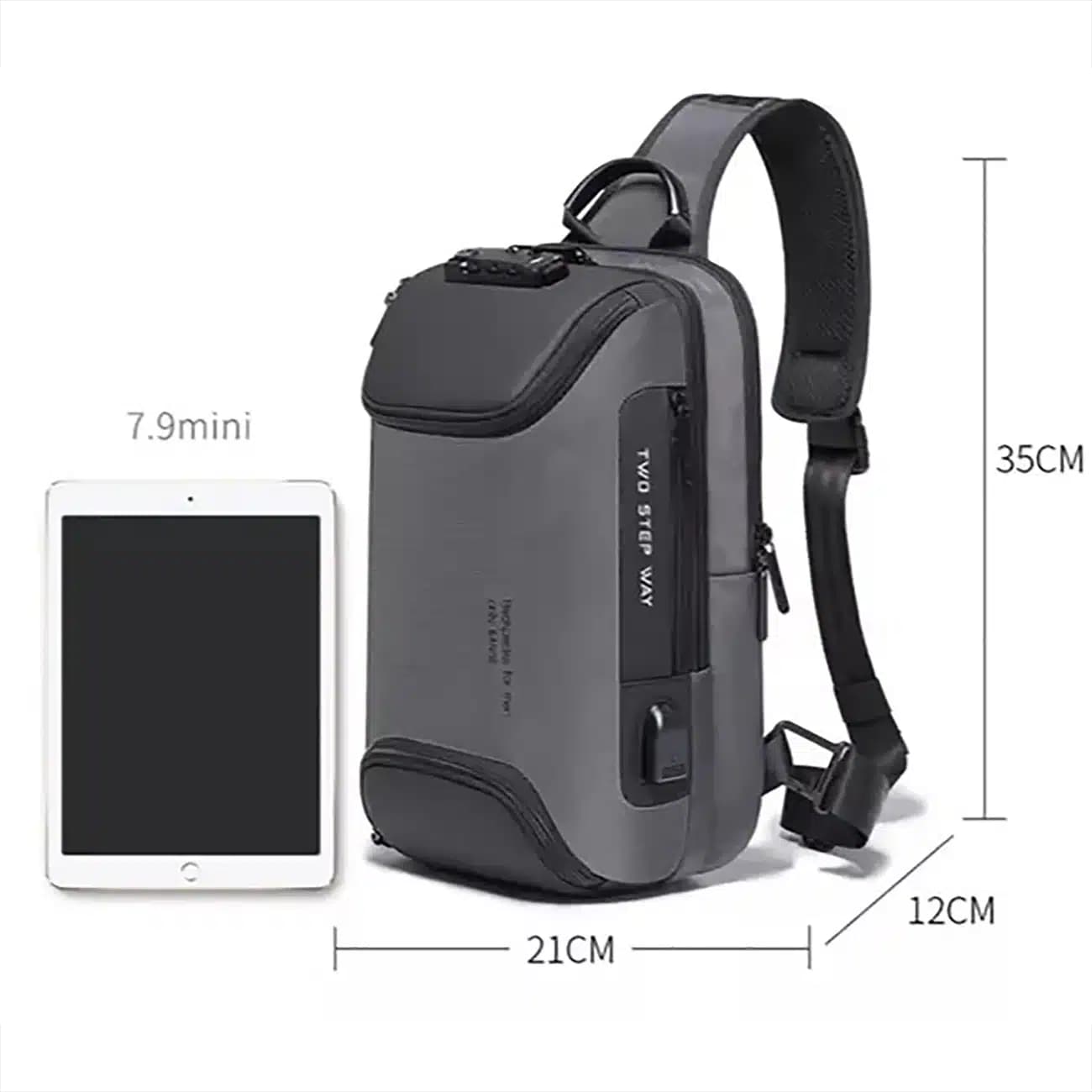 کیف کراس بادی بنج اصل BANGE BG-7082 رمز دار با پورت USB — تصویر ۲