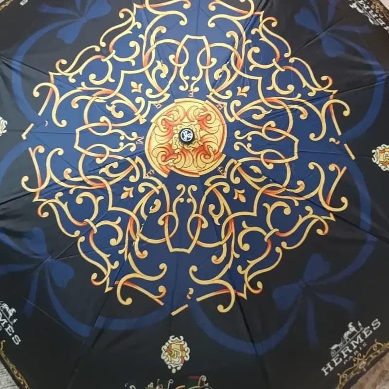 چتر اتوماتیک لوکس برند هرمس ضدباد پارچه نانو — تصویر ۶