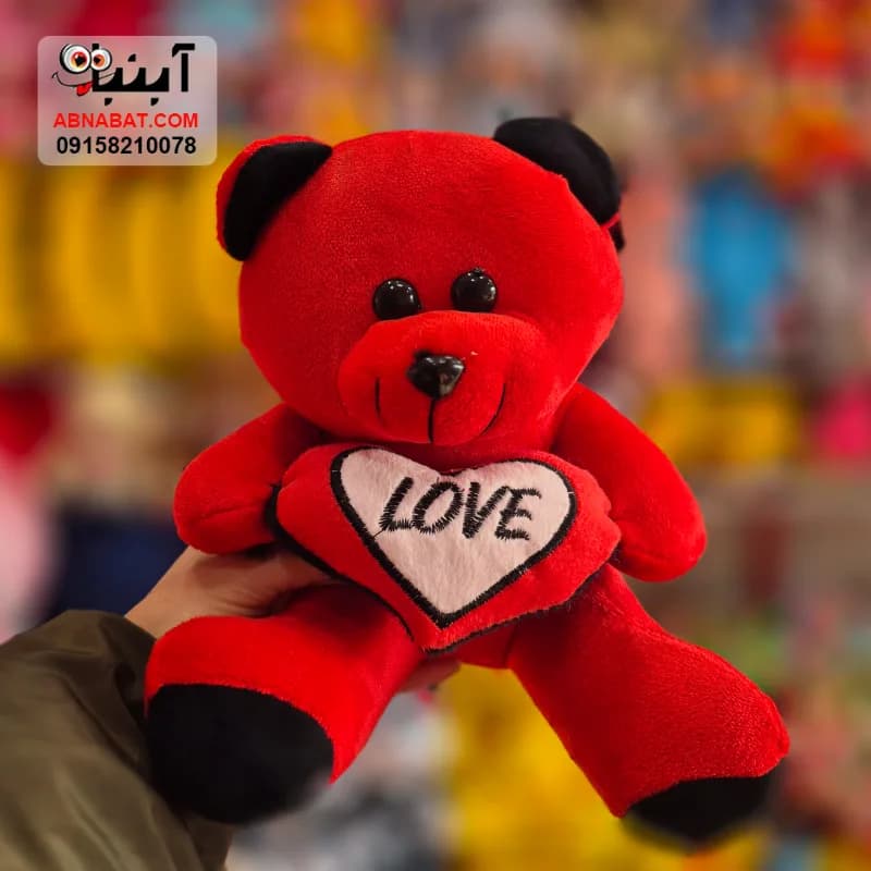خرس ولنی باکسی قرمز 25 سانتی کد 1475