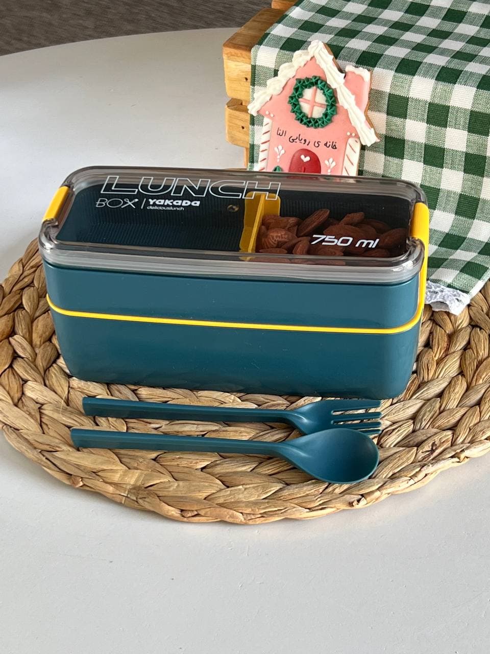 ظرف غذا پلاستیکی دو طبقه مدل کتابی کد 2136- رنگ آبی — تصویر ۲
