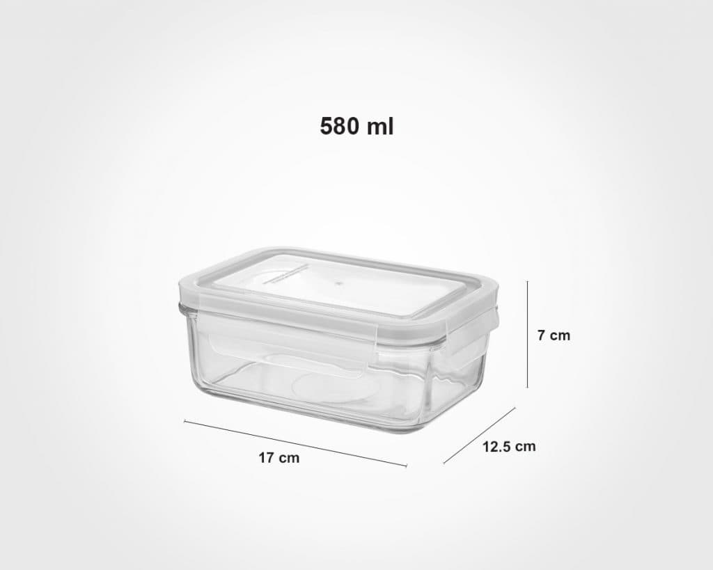 ظرف شیشه ای مستطیل دربدار 580 میل لیمون کد 2028 — تصویر ۲