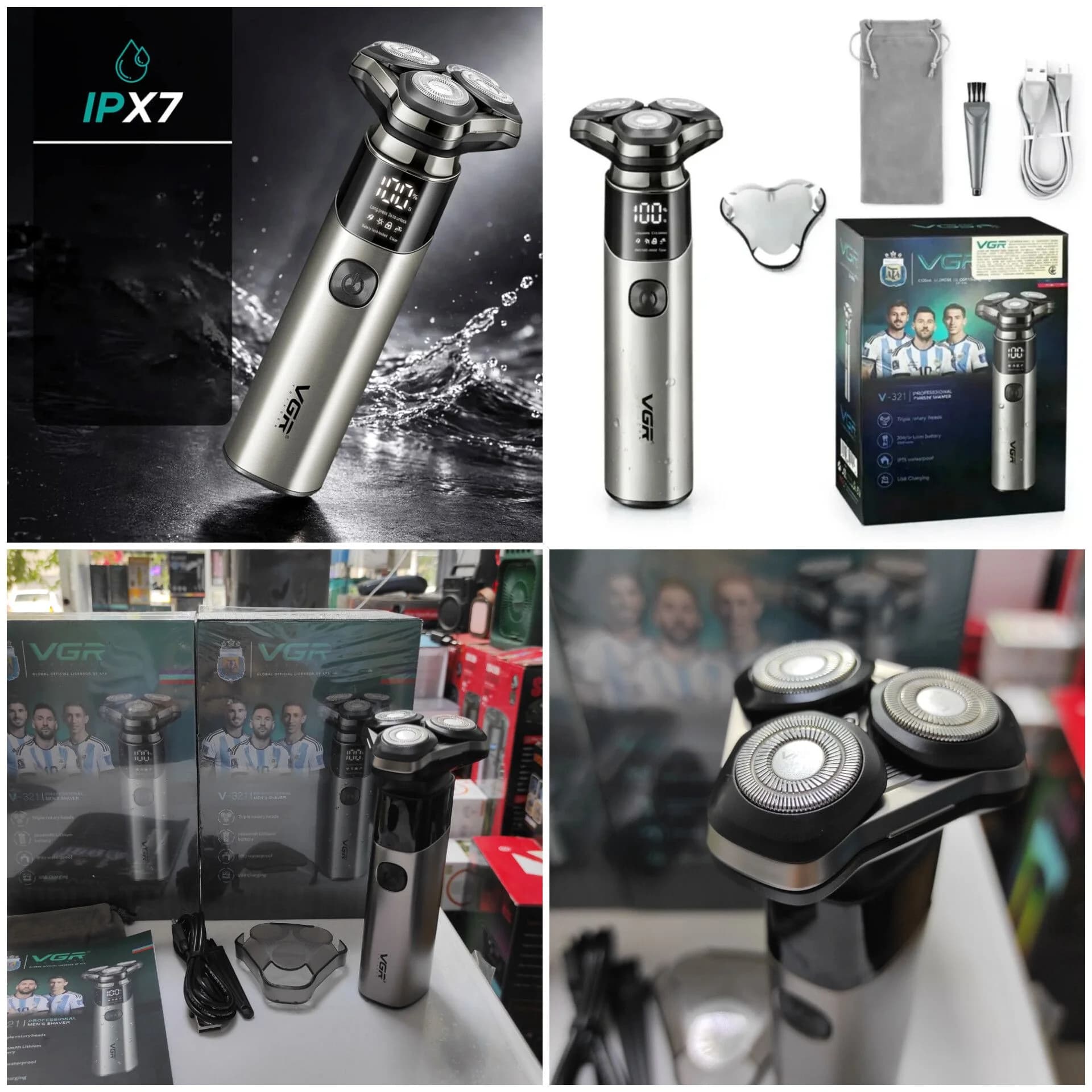 ماشین اصلاح صورت وی جی آر مدل VGR V-321 (سه تیغ ضد آب) — تصویر ۲