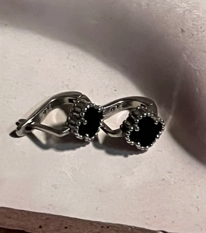 گوشواره ونکلیف نقره 925 تک گل
