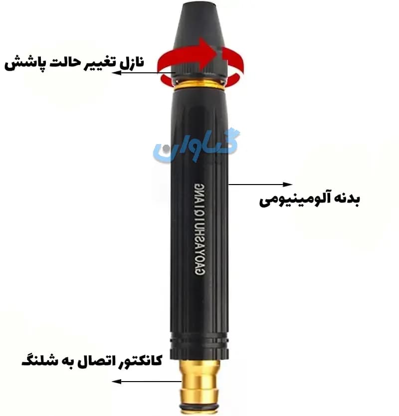 نازل سرشلنگی کارواش و آبپاش 4 تکه — تصویر ۲