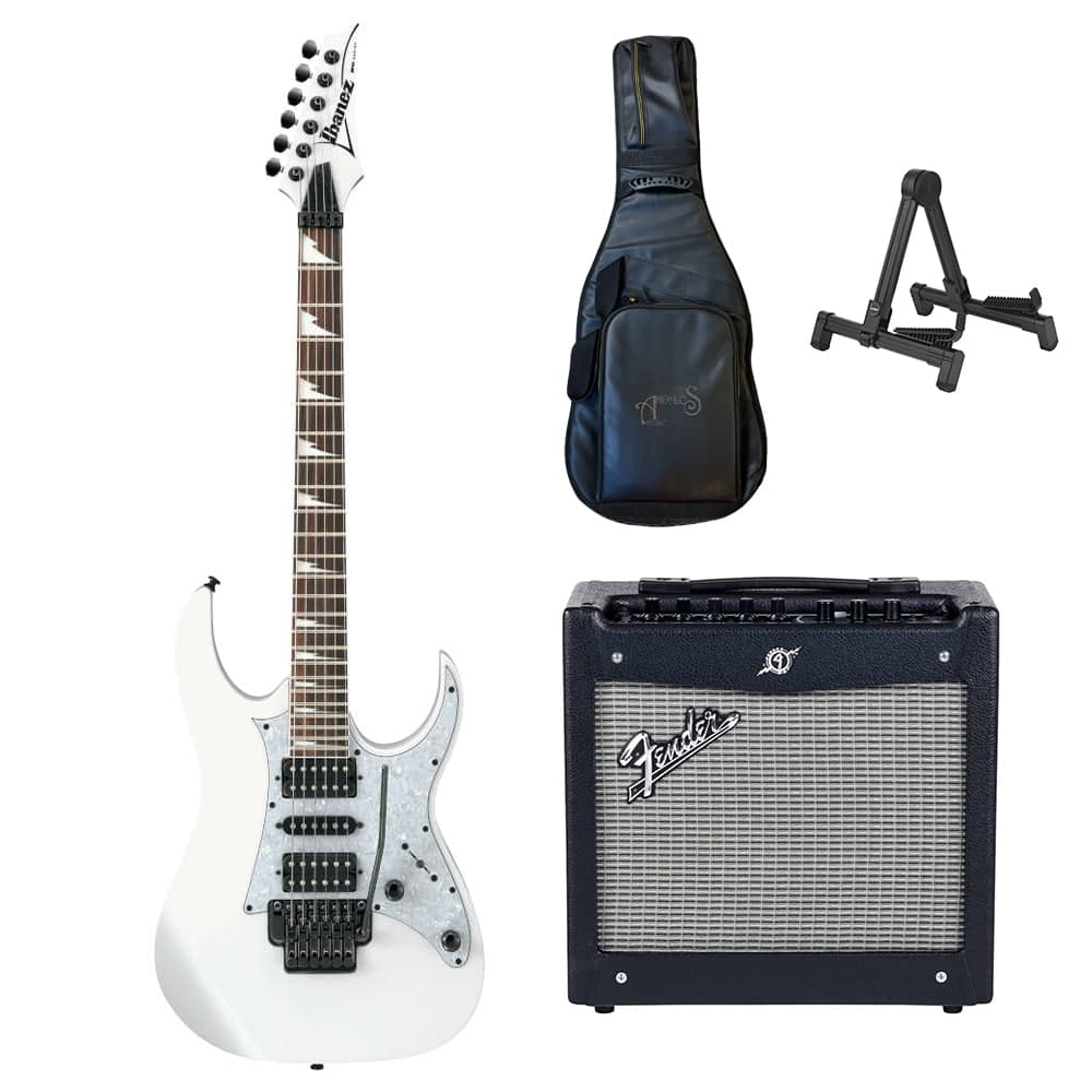 گیتار الکتریک آیبانز مدل Ibanez RG350DXZ به همراه آمپلی فایر فندر مدل MUSTANG 1.V2 با توان خروجی 20 وات با کیف و استند (دست دوم)