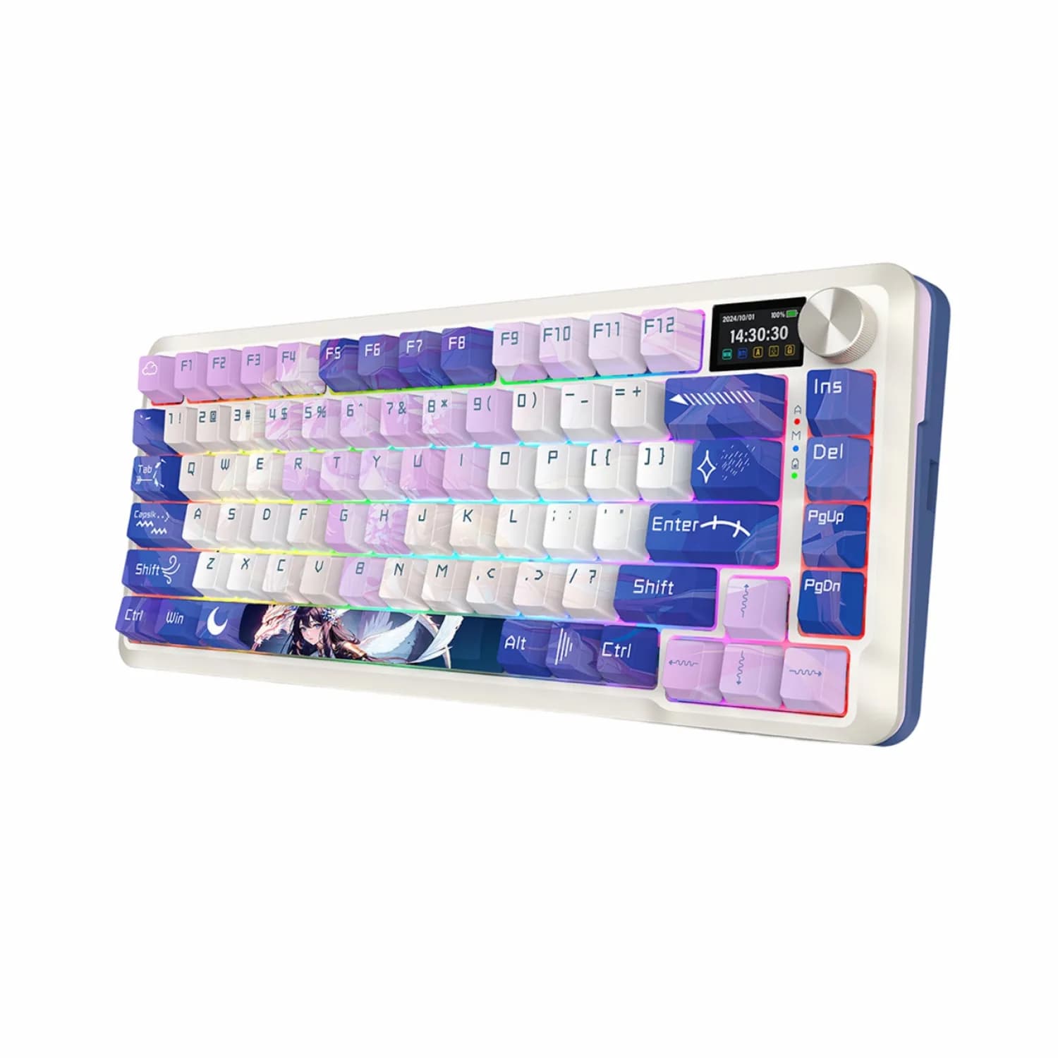 کیبورد Redragon Flekact K708 AK Pro LCD – White Blue Purple — تصویر ۴