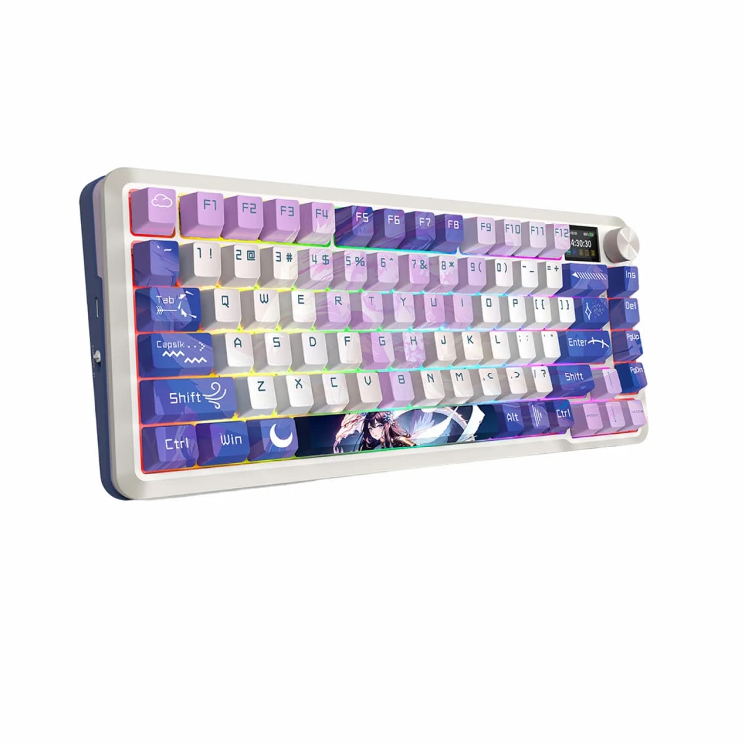 کیبورد Redragon Flekact K708 AK Pro LCD – White Blue Purple — تصویر ۵