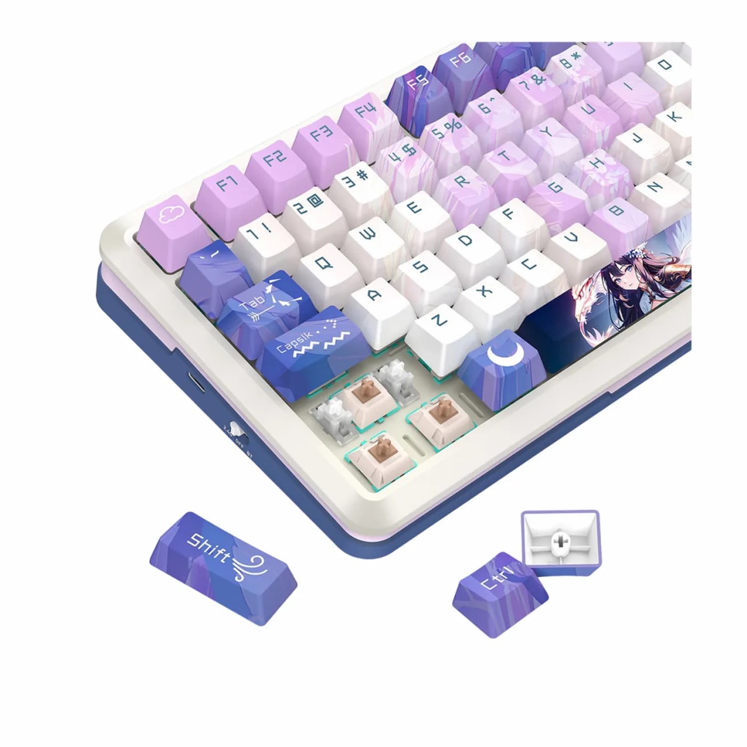 کیبورد Redragon Flekact K708 AK Pro LCD – White Blue Purple — تصویر ۷