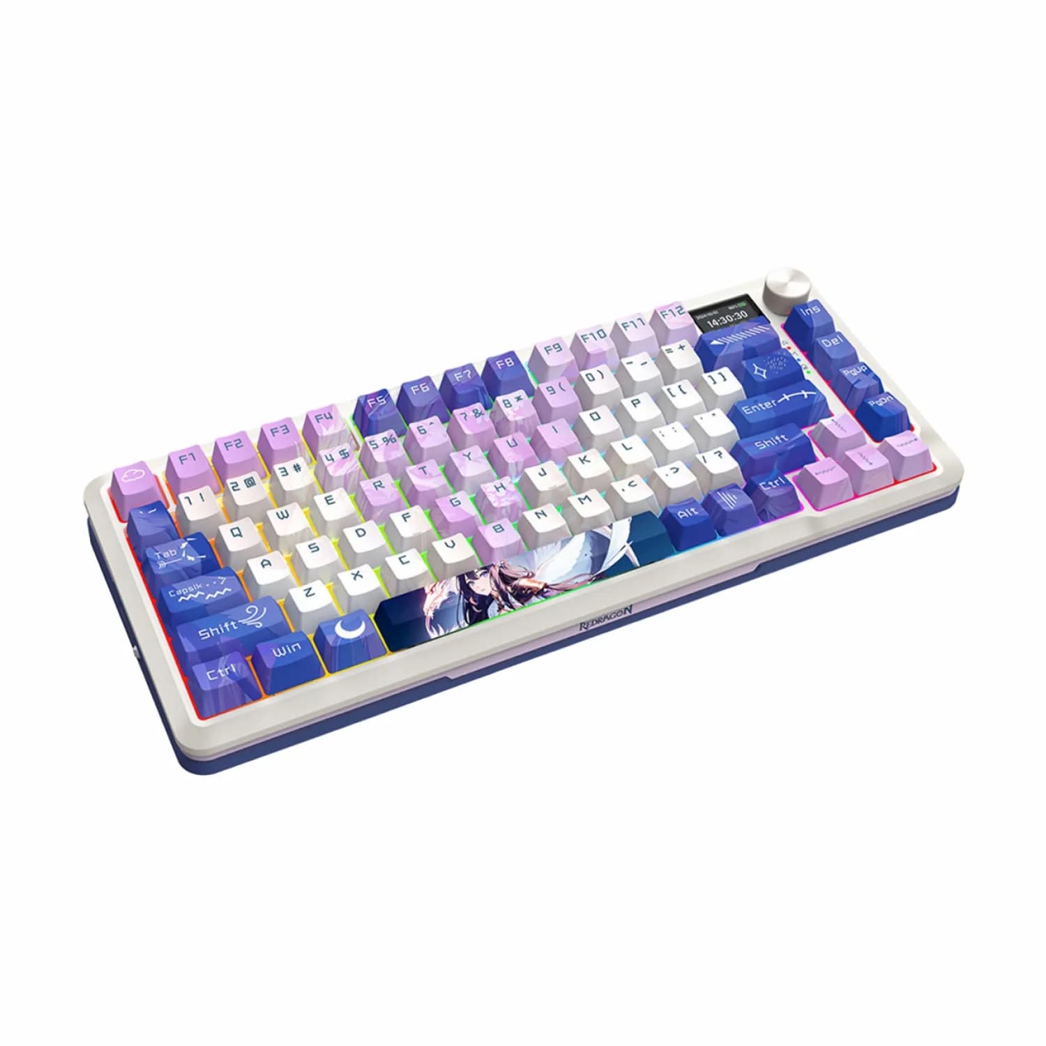 کیبورد Redragon Flekact K708 AK Pro LCD – White Blue Purple — تصویر ۶