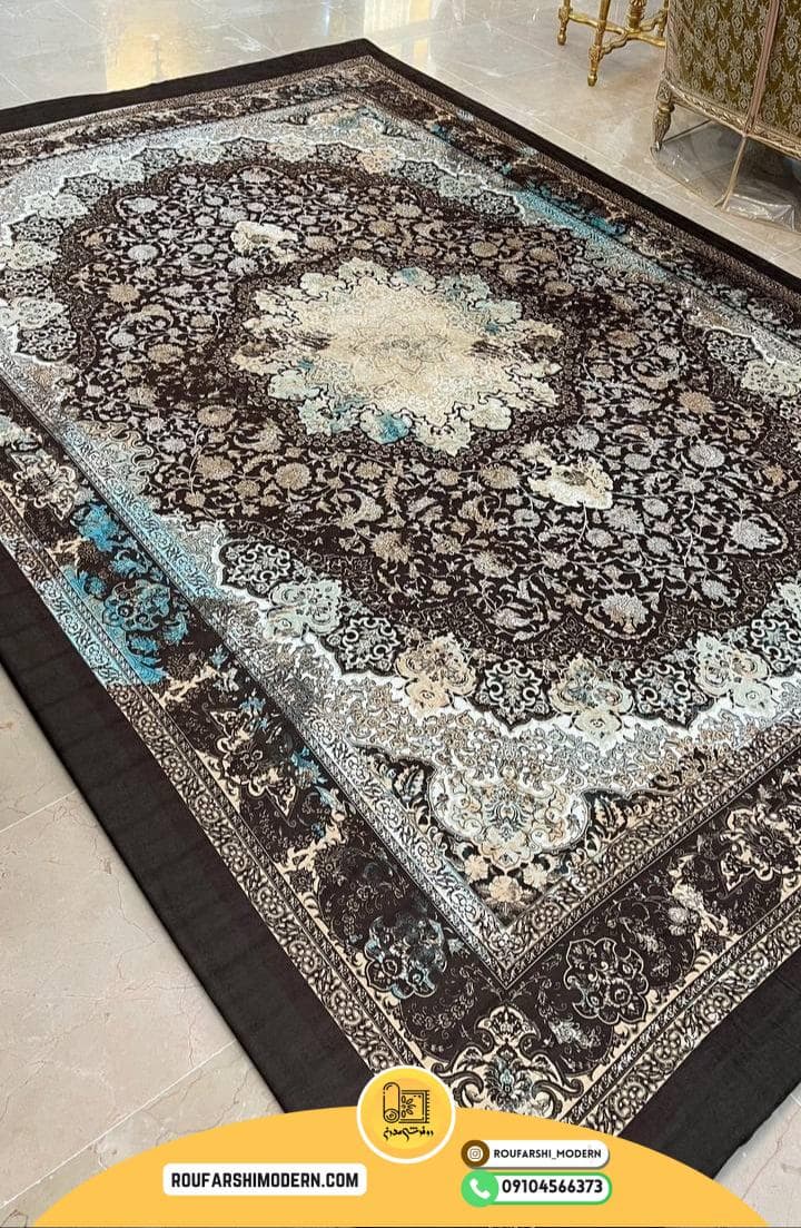 فرشینه / کاور فرش و روفرشی کشدار طرح وینتیج پتینه ترکیب رنگ قهوه ای و کرم کد 1596 (ویدیو) — تصویر ۴