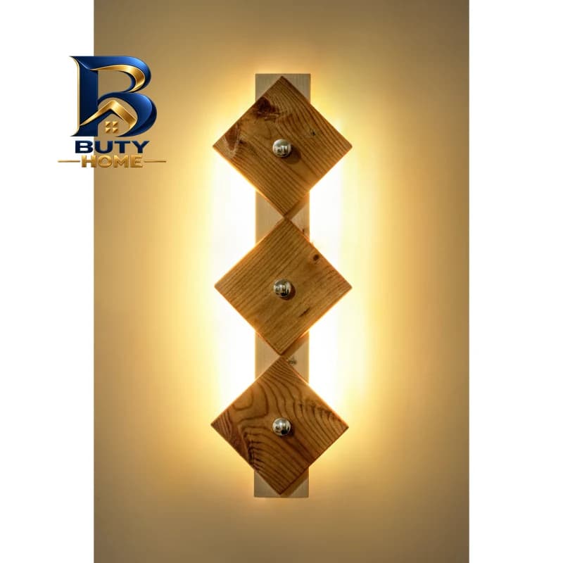چراغ دیواری مدل چوبی کد Triple — تصویر ۳